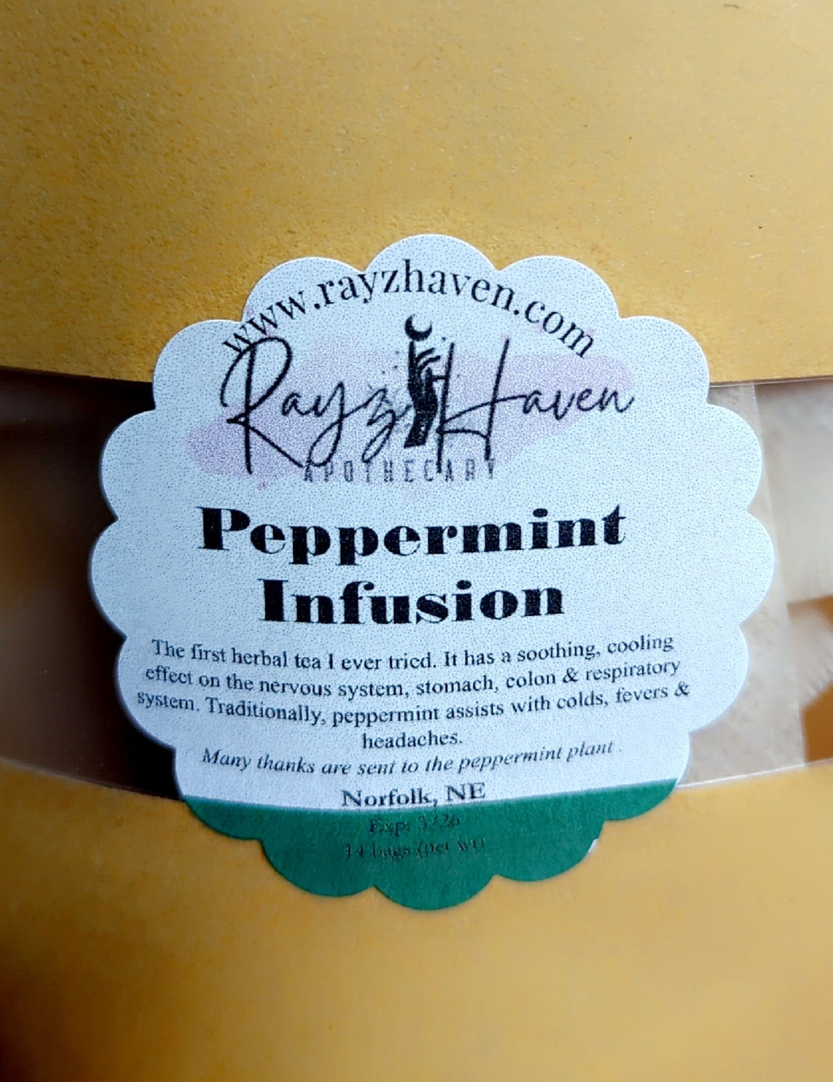 Organic peppermint herbal tea