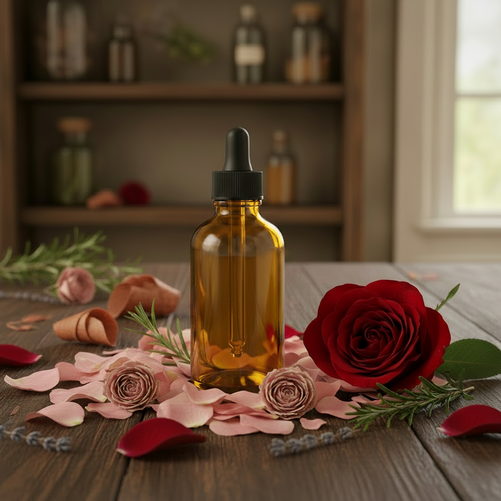 Organic Rose glycerite & tincture dropper bottle