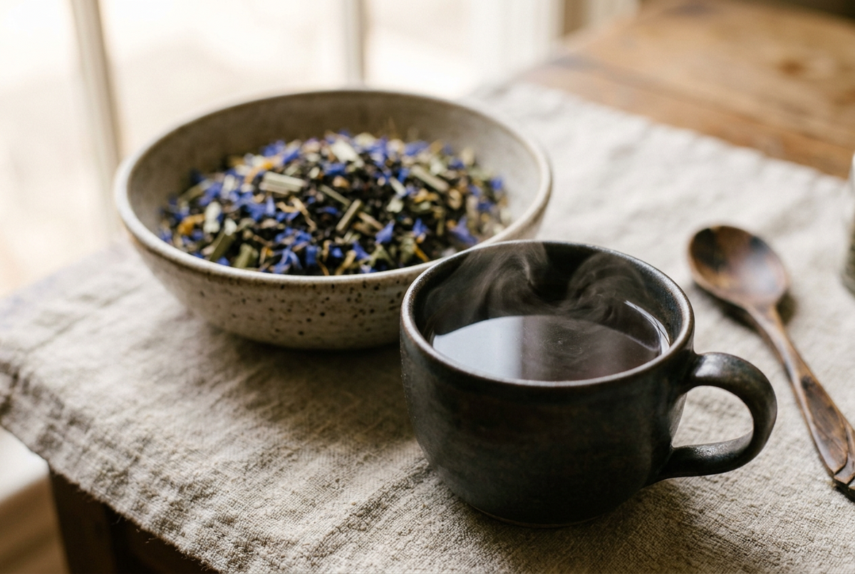 Take a deep breath with Rayz Haven's Stress Relief Tea available in loose leaf or tea bag options.