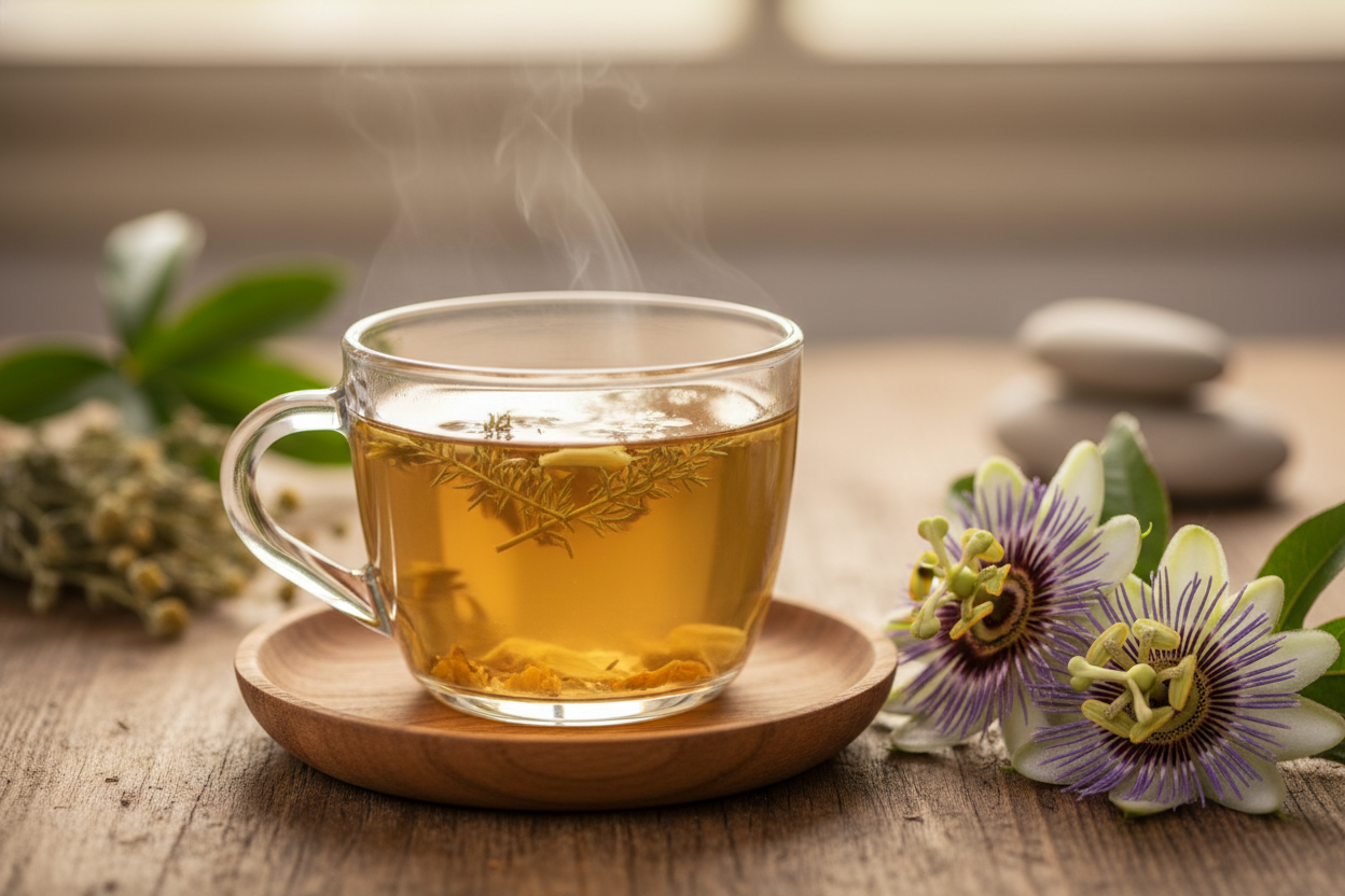 cup of passionflower tea